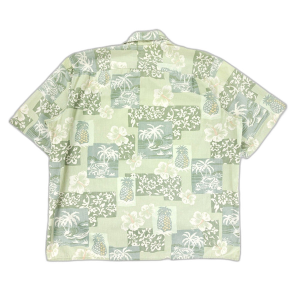 REYN SPOONER Hawaiian Shirt Short Sleeve Button Down 90s Green Floral Y2k Resort - Picture 5 of 7